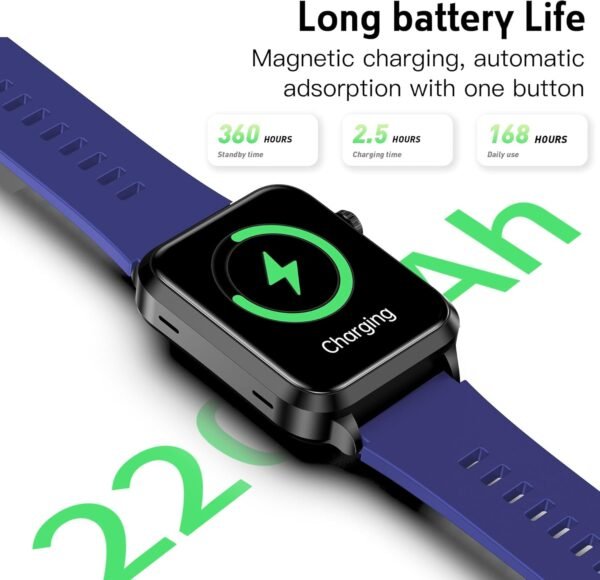 Blood Pressure Smart Watch with Air Bag Cuff, 1.92" lPS Color Screen, 24/7 Heart Rate Blood Oxygen Sleep Respiration Rate Health Monitor Activity Tracker Familiy Data Sharing (Blue)