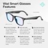 Vital Smart Glasses for Men AI Translation – Open-Ear Bluetooth 5.3 Audio, 130-Language Translator Vital Smart Glasses for Women UV400 Blue-Light Blocker Voice-Assistant Eyewear AI Glass