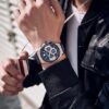 Mens Watches Fashion Luxury Quartz Waterproof Chronograph Wrist Watches for Men Silicone Strap Stainless Steel Case