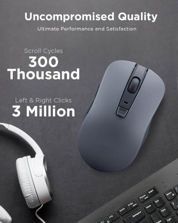 71hxNPyix7L._AC_SL1500_ Lenovo Bluetooth Silent Mouse (WL300) - 5 Button Computer Mouse with Silent Left & Right Click – Sculpted Grip, Microsoft Swift Pair, Up to 1600 DPI (Grey)