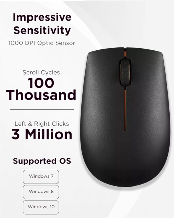 71kKkUuIwmL._AC_SL1500_ Lenovo 300 Wireless Mouse – Computer Mouse for PC, Laptop with Windows – Ambidextrous Design – 2.4 GHz Nano USB Receiver – 12 Month Battery Life