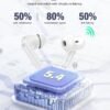 Wireless Earbuds, Bluetooth 5.4 Headphones Bass Stereo, Ear Buds with Noise Cancelling Mic, IP7 Waterproof in Ear Earphones, 36H LED Display Bluetooth Earbuds for Laptop Pad Phones Sports, White