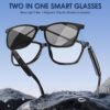 71poGh2pvYL._AC_SL1500_ Smart Glasses, Blue Light Blocking Clear Lenses + Magnetic Clip-On Sunglasses, Bluetooth Glasses with Open Ear Speaker, Voice Assistant Compatible for iPhone Android