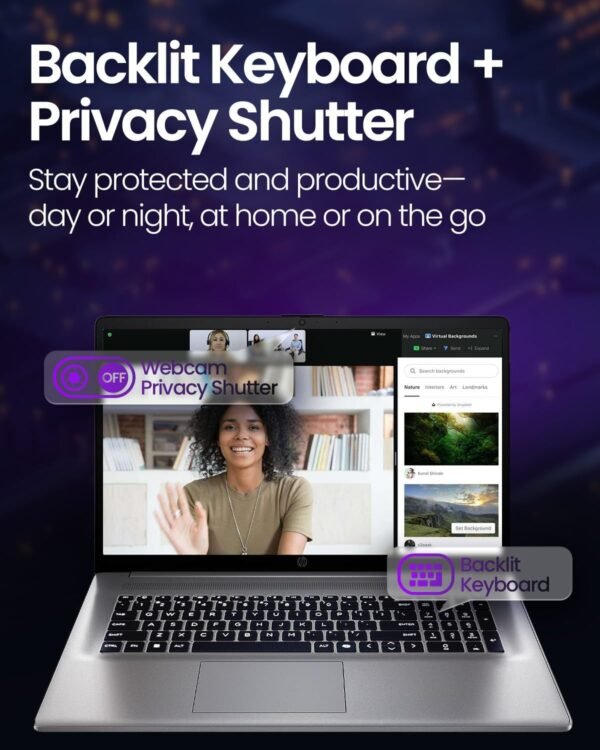 71q8iZnJe8L._AC_SL1500_ (1) HP 17-inch Touchscreen Business Laptop · Intel 12-Core Ultra 7 255U · 12 NPU Tops · AI Copilot Ready · HD+ Display · Backlit KB · Privacy Camera · Win 11 Pro · w/Accessory (64GB DDR5 | 4TB SSD)