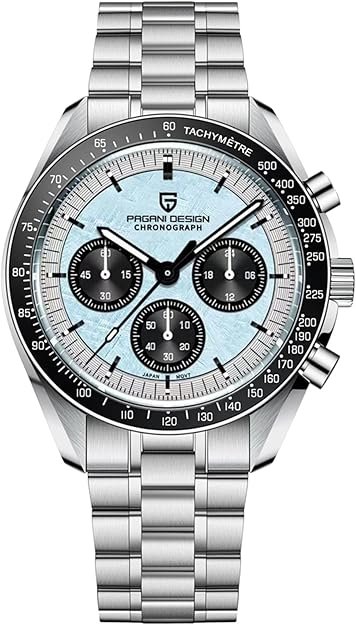 Pagani Design Men's Chronograph Quartz Dial 40mm VK63 Movement Stainless Steel Mirror Sapphire Watch 100 Meter Water Resistant Sport Watch