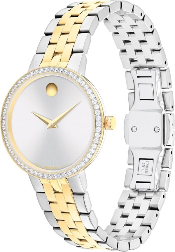 Movado Museum Classic Women's Watch - Swiss Quartz, Stainless Steel Bracelet - Lab-Grown Diamond Bezel - 30mm