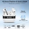 Wireless Earbuds, Bluetooth 5.4 Headphones with HiFi Stereo, in Ear Earphones with 4 ENC Mics, 48H Bluetooth Earbuds with LED Display Charging Case, IP7 Waterproof Ear Buds for Android iOS White
