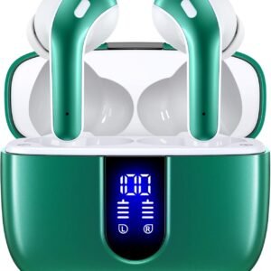 2 Sets X08 Forest Green and Phantom Purple Bluetooth Headphones True Wireless Earbuds 60H Playback Ear Buds with Wireless Charging Case in-Ear Earbuds with Mic