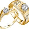 S925 Moissanite Wedding Rings Set for Couple, 10K/14K/18K Gold Lab-Grown Diamond Couple Rings for Men and Women, Customized Matching Promise Bands for Engagement Valentine's Day Free Engraving