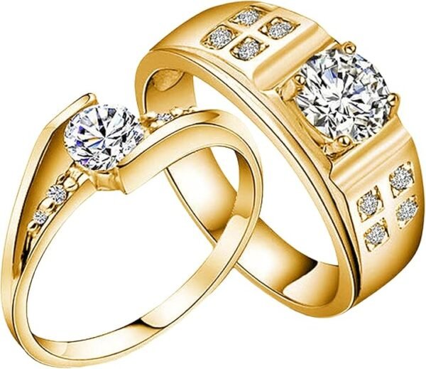 S925 Moissanite Wedding Rings Set for Couple, 10K/14K/18K Gold Lab-Grown Diamond Couple Rings for Men and Women, Customized Matching Promise Bands for Engagement Valentine's Day Free Engraving