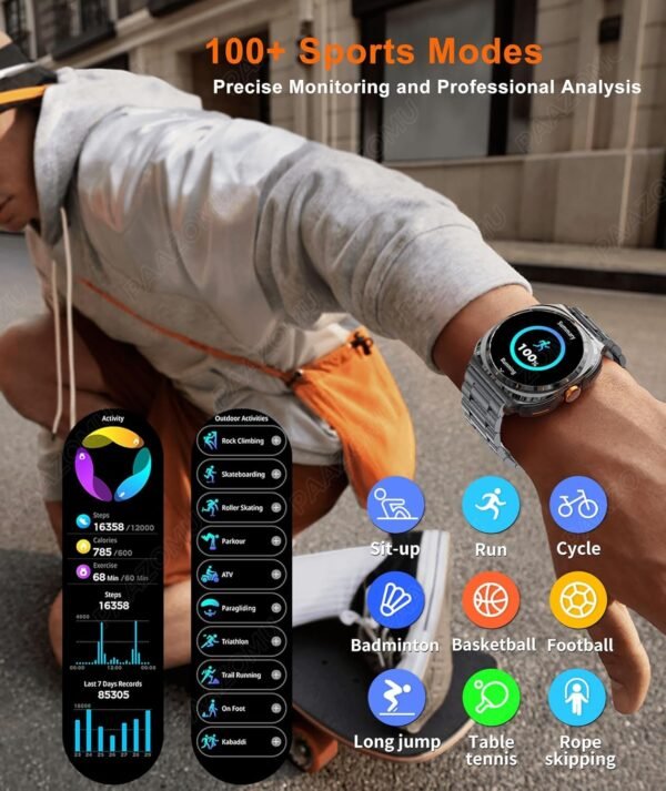 2025 New 2-in-1 Smartwatch with TWS Headset 1.53 inch IP67 Waterproof Music Smartwatch Bluetooth Headset Health Monitoring Sports Fitness Tracker (Black)