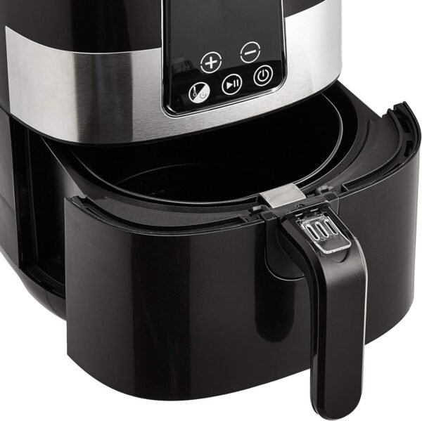 Basics 3.2 Quart 6-In-1 Air Fryer (Fry, Crisp, Roast, Bake, Reheat, Dehydrate), Non-Stick, with Timer, Auto Shut-Off, Digital Touch Screen, 180-400°F, 1400W, Black/Silver