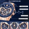 Mens Watches Fashion Luxury Quartz Waterproof Chronograph Wrist Watches for Men Silicone Strap Stainless Steel Case