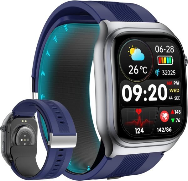 Blood Pressure Smart Watch Air Pump Air Bag, Voice Broadcast, Data Sharing, 2.06" AMOLED Fitness Tracker, 24/7 Heart Rate/Blood Oxygen/Sleep SOS,Black