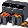 Dual Air Fryer 9Qt – 10-in-1, Fresh Balanced Meals for Family and Children with Double Baskets, Sync Cook & Finish to Bake, Roast, Reheat, Broil & 130 Recipes for Easy Cooking, Dishwasher Safe