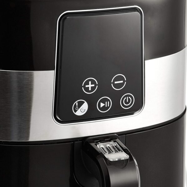 Basics 3.2 Quart 6-In-1 Air Fryer (Fry, Crisp, Roast, Bake, Reheat, Dehydrate), Non-Stick, with Timer, Auto Shut-Off, Digital Touch Screen, 180-400°F, 1400W, Black/Silver