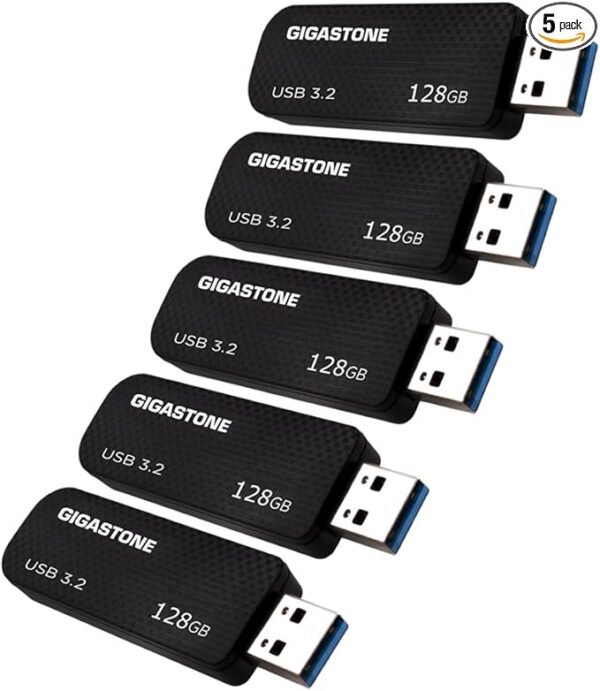 128GB Flash Drive (5 Pack) Z30 USB 3.2 Gen 1, 100MB/s Ultra Fast, Keychain Loop, Carbon Fiber Style, Push-Pull Design, Data Storage, Backup for PC/Mac/TV/Car, USB 2.0/3.0/3.1 Compatible