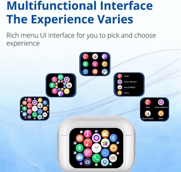 Airtouch 40 Wireless Earbuds, Bluetooth 5.4, Ultra-Wide LED Touchscreen Case, ANC/ENC Noise Cancelling, Low Latency, Hi-Fi Sound, for Android/iOS (White)