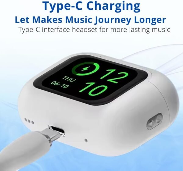 Airtouch 40 Wireless Earbuds, Bluetooth 5.4, Ultra-Wide LED Touchscreen Case, ANC/ENC Noise Cancelling, Low Latency, Hi-Fi Sound, for Android/iOS (White)