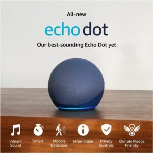 Echo Dot (newest model), Vibrant sounding Alexa speaker, Great for bedrooms, dining rooms and offices, Deep Sea Blue