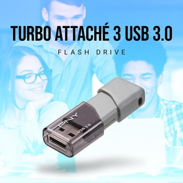 128GB Turbo Attaché 3 USB 3.0 Flash Drive 5-Pack – Grey, P-FD128X5TBOP-MP, 100MB/s, Light-Weight Durable - Data Storage and Transfer