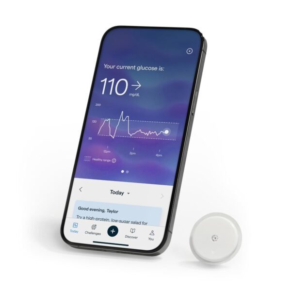 Lingo Wearable Continuous Glucose Monitor, OTC CGM & App, Made by Abbott. Tracks Glucose Response to Food, Fitness, Sleep. 1 Biosensor Lasts Up to 14 Days*. For iPhone 11 Device or Later, US Only.