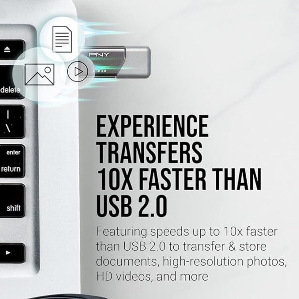 128GB Turbo Attaché 3 USB 3.0 Flash Drive, Silver (Pack of 2)