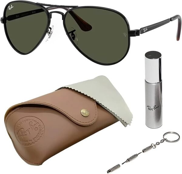 Ray-Ban RB3925 AVIATOR MAX Pilot Shaped Sunglasses for Men & Women with Official RAYBAN Eyewear Kit – Classic Timeless Design