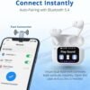 Airtouch 40 Wireless Earbuds, Bluetooth 5.4, Ultra-Wide LED Touchscreen Case, ANC/ENC Noise Cancelling, Low Latency, Hi-Fi Sound, for Android/iOS (White)