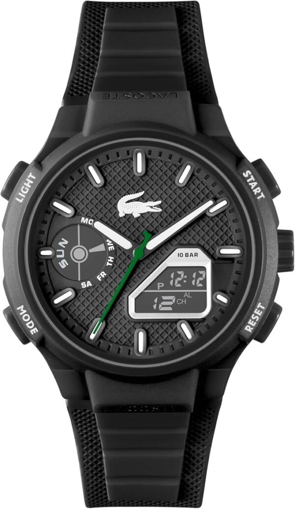 Lacoste LC33 Men's Analog and Digital Movement Watch, Silicone Strap, Water Resistant Up to 10ATM/100 Meters - Contemporary, Sporty - Premium Fashion Timepiece - Gift for Him - 45mm