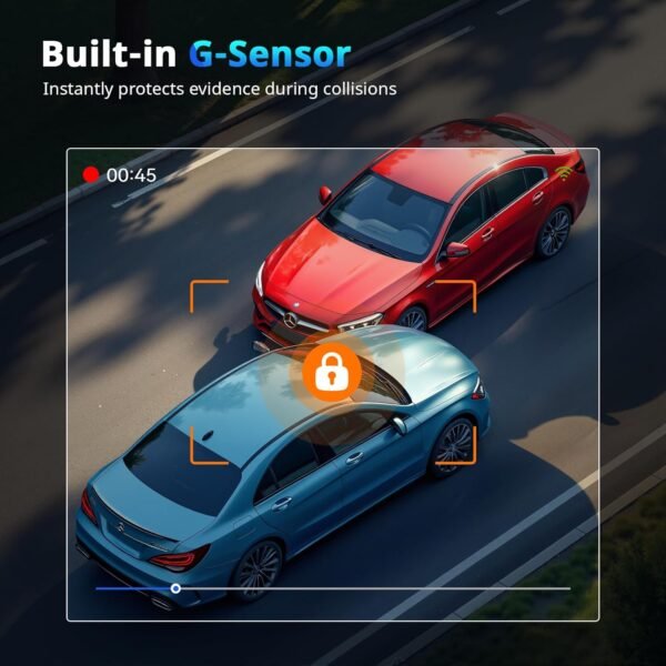 Dash Cams Front and Rear, NQJ 4K+2K Dual Dash Camera for Cars w 64GB Card, 5GHz Wi-Fi & App, G-Sensor, 3.2” Screen, 24H Parking Mode, 170°Wide Angle, Night Vision