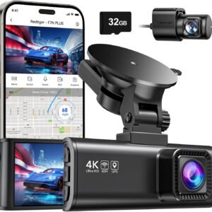 REDTIGER Dash Cam Front Rear, 4K/2.5K Full HD Dash Camera for Cars, Included 32GB Card, Built-in Wi-Fi GPS, 3.16” IPS Screen, Night Vision, 170°Wide Angle, WDR, 24H Parking Mode(F7NP)