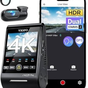 VIOFO A229 Pro 4K HDR Dash Cam, Dual STARVIS 2 IMX678 IMX675, 4K+2K Front and Rear Car Camera, 2 Channel with HDR, Voice Control, 5GHz WiFi GPS, Night Vision 2.0, 24H Parking Mode, Support 512GB Max