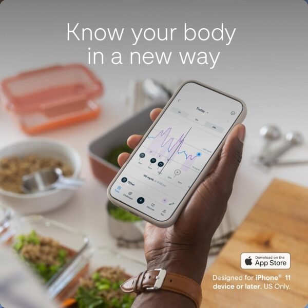 Lingo Wearable Continuous Glucose Monitor, OTC CGM & App, Made by Abbott. Tracks Glucose Response to Food, Fitness, Sleep. 1 Biosensor Lasts Up to 14 Days*. For iPhone 11 Device or Later, US Only.