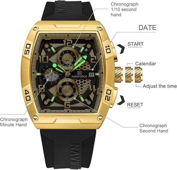 NAVIFORCE Men Quartz Watch Auto Date Week Business Dress Analog Wrist Watches