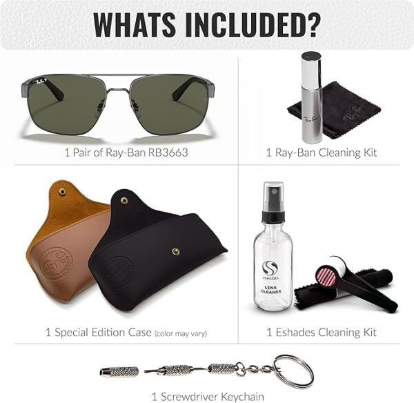 Ray-Ban RB3663 Square-Round Shaped Sunglasses for Men & Women with Official RAYBAN Eyewear Kit
