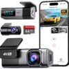 Navycrest 4K Dash Cam Front and Rear with 64GB Card, Built-in 5G WiFi, Dash Camera for Cars 4K Front and 1080P Rear, Dashcams for Cars Loop Recording, Gravity Sensor, 24-Hours Parking Mode