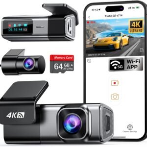 71GTdfJkZZL._AC_SL1500_ Navycrest 4K Dash Cam Front and Rear with 64GB Card, Built-in 5G WiFi, Dash Camera for Cars 4K Front and 1080P Rear, Dashcams for Cars Loop Recording, Gravity Sensor, 24-Hours Parking Mode