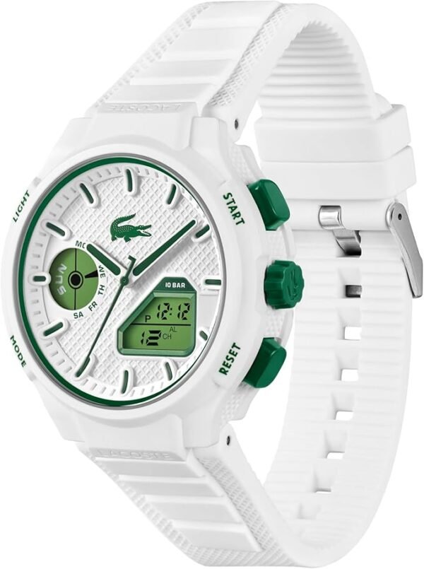 Lacoste LC33 Men's Analog and Digital Movement Watch, Silicone Strap, Water Resistant Up to 10ATM/100 Meters - Contemporary, Sporty - Premium Fashion Timepiece - Gift for Him - 45mm