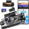 4 Channel Dash Cam 360° View,4K Front Rear Inside Dashcam,Left Right Dash Camera for Cars,Built-in GPS, 5G WiFi,Voice Control,Night Vision, 24/7 Recording Parking Mode Monitor, Free 128G Card
