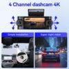 4 Channel Dash Cam 360° View,4K Front Rear Inside Dashcam,Left Right Dash Camera for Cars,Built-in GPS, 5G WiFi,Voice Control,Night Vision, 24/7 Recording Parking Mode Monitor, Free 128G Card