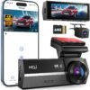 Dash Cams Front and Rear, NQJ 4K+2K Dual Dash Camera for Cars w 64GB Card, 5GHz Wi-Fi & App, G-Sensor, 3.2” Screen, 24H Parking Mode, 170°Wide Angle, Night Vision