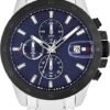 Tommy Hilfiger Men's Dynamic Watch – Quartz Multifunction, Stainless Steel Case, Radial-Etched Dial with CD-Textured Sub-Eyes, Tapered Indexes, Magnified Date Window, Link Bracelet – Gift for Him