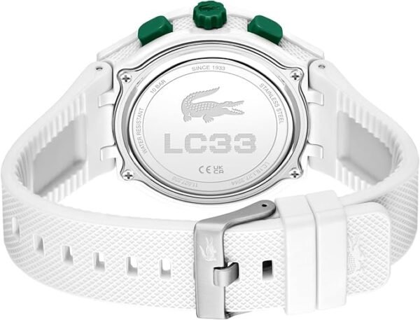 Lacoste LC33 Men's Analog and Digital Movement Watch, Silicone Strap, Water Resistant Up to 10ATM/100 Meters - Contemporary, Sporty - Premium Fashion Timepiece - Gift for Him - 45mm
