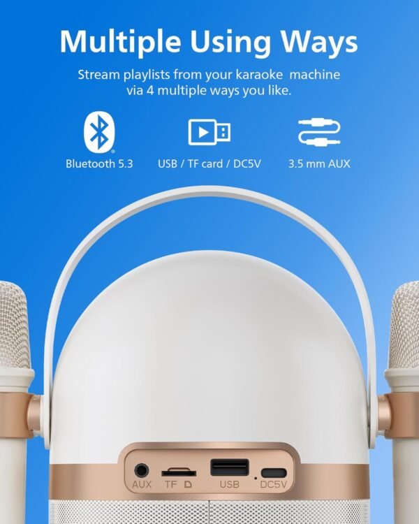 71ZAGLPg8sL._AC_SL1500_ PHILIPS S2508 Portable Karaoke Machine,Party Bluetooth Speaker with 2 Karaoke Microphones,7 H Battery,Multi-Colored Light Modes with Display Screen,6 Vocal Effects,USB,AUX or TF Card Input,Mini,White