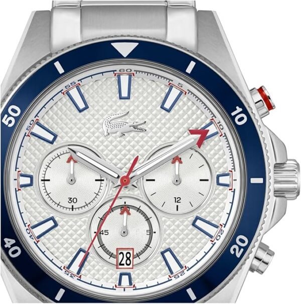 Lacoste Mainsail Men's Chronograph Watch - Stainless Steel - Water Resistant up to 5ATM/50 Meters - Contemporary, Sporty - Premium Fashion Timepiece - Gift for Him - 43mm