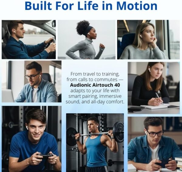 Airtouch 40 Wireless Earbuds, Bluetooth 5.4, Ultra-Wide LED Touchscreen Case, ANC/ENC Noise Cancelling, Low Latency, Hi-Fi Sound, for Android/iOS (White)