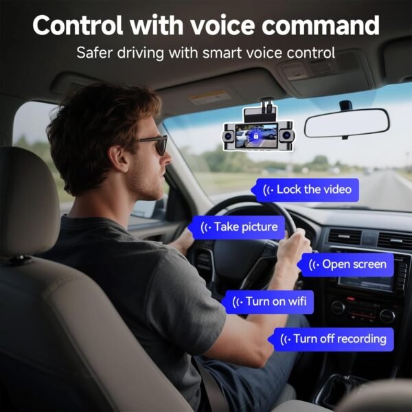 4 Channel Dash Cam 360° View,4K Front Rear Inside Dashcam,Left Right Dash Camera for Cars,Built-in GPS, 5G WiFi,Voice Control,Night Vision, 24/7 Recording Parking Mode Monitor, Free 128G Card