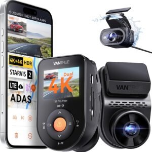 Vantrue S1 Pro Max 4K+4K Dash Cam Front and Rear, Dual 2160P Dash Camera with STARVIS 2 HDR PlatePix™ Night Vision, 5GHz WiFi, GPS Speed, 24/7 Parking Mode, ADAS/BSD, Optional LTE, Supports 1TB Max
