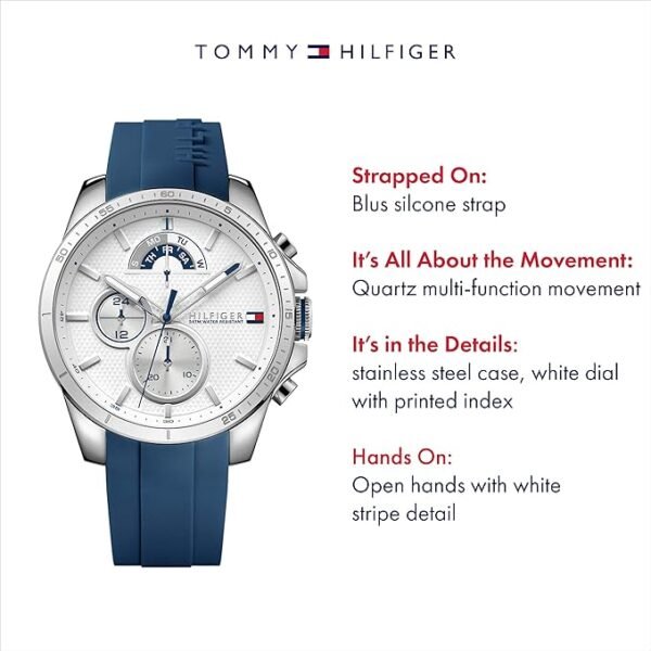 Tommy Hilfiger Men's 1791348 Cool Sport Analog Display Quartz Silver Watch